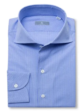 140s Blue Checked Cotton "Ascot Collar" Shirt