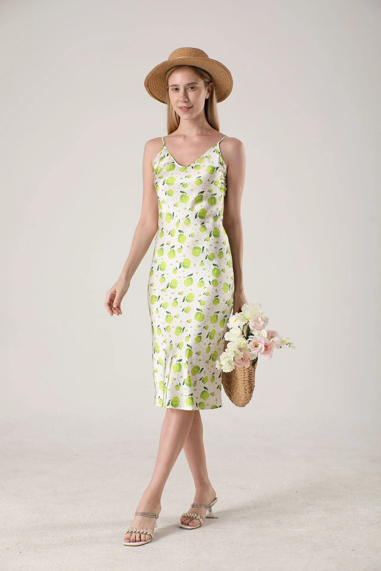 19 Momme Women's silk floral midi slip dress