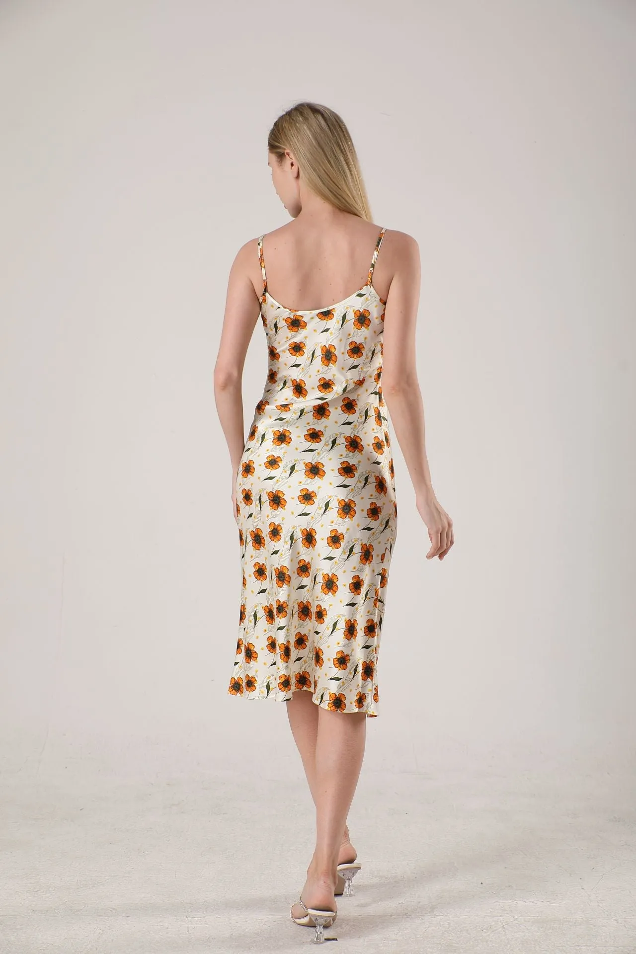 19 Momme Women's silk floral midi slip dress