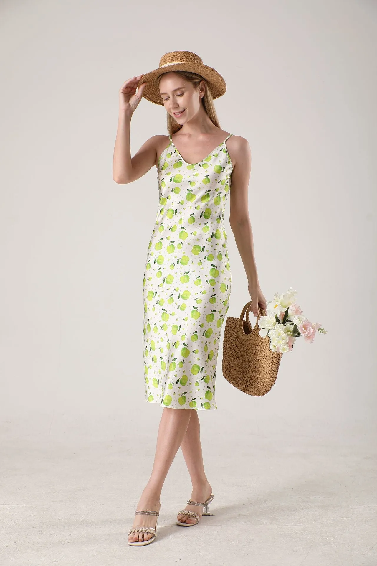 19 Momme Women's silk floral midi slip dress