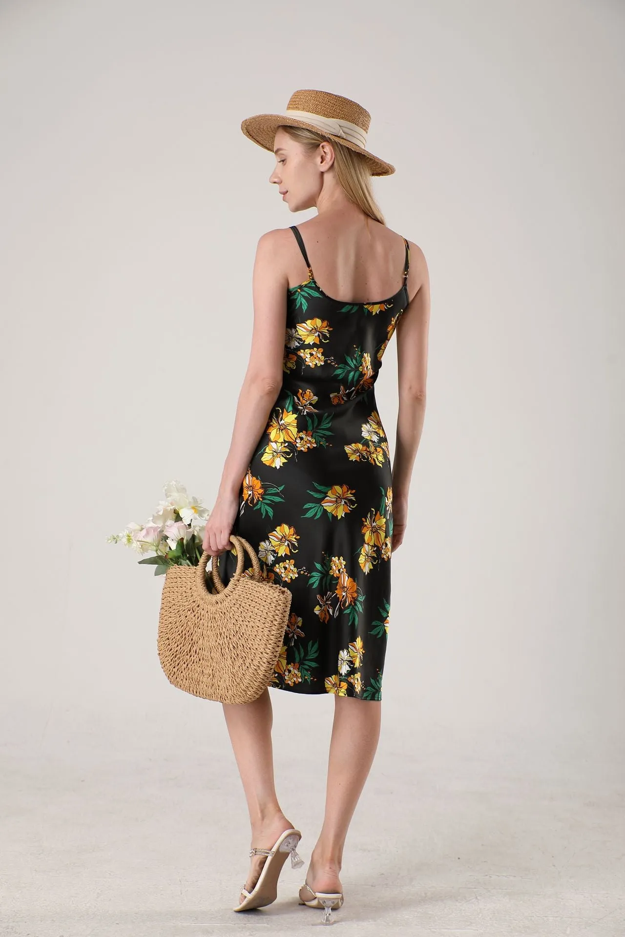 19 Momme Women's silk floral midi slip dress