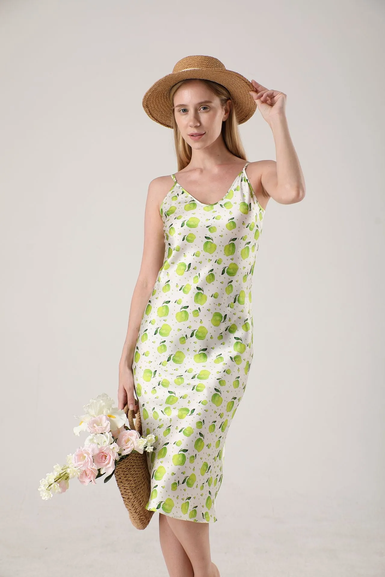 19 Momme Women's silk floral midi slip dress