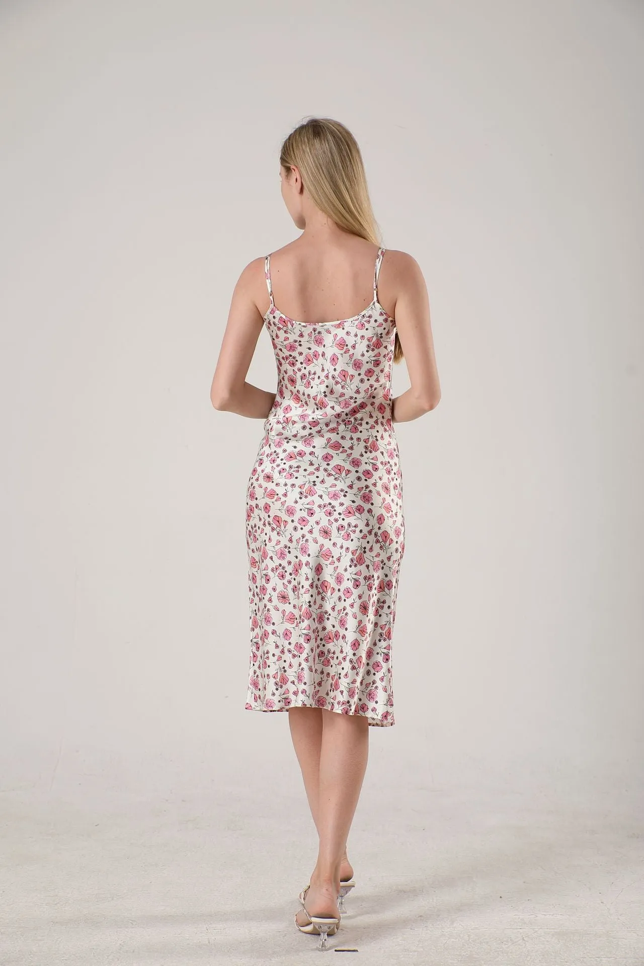 19 Momme Women's silk floral midi slip dress