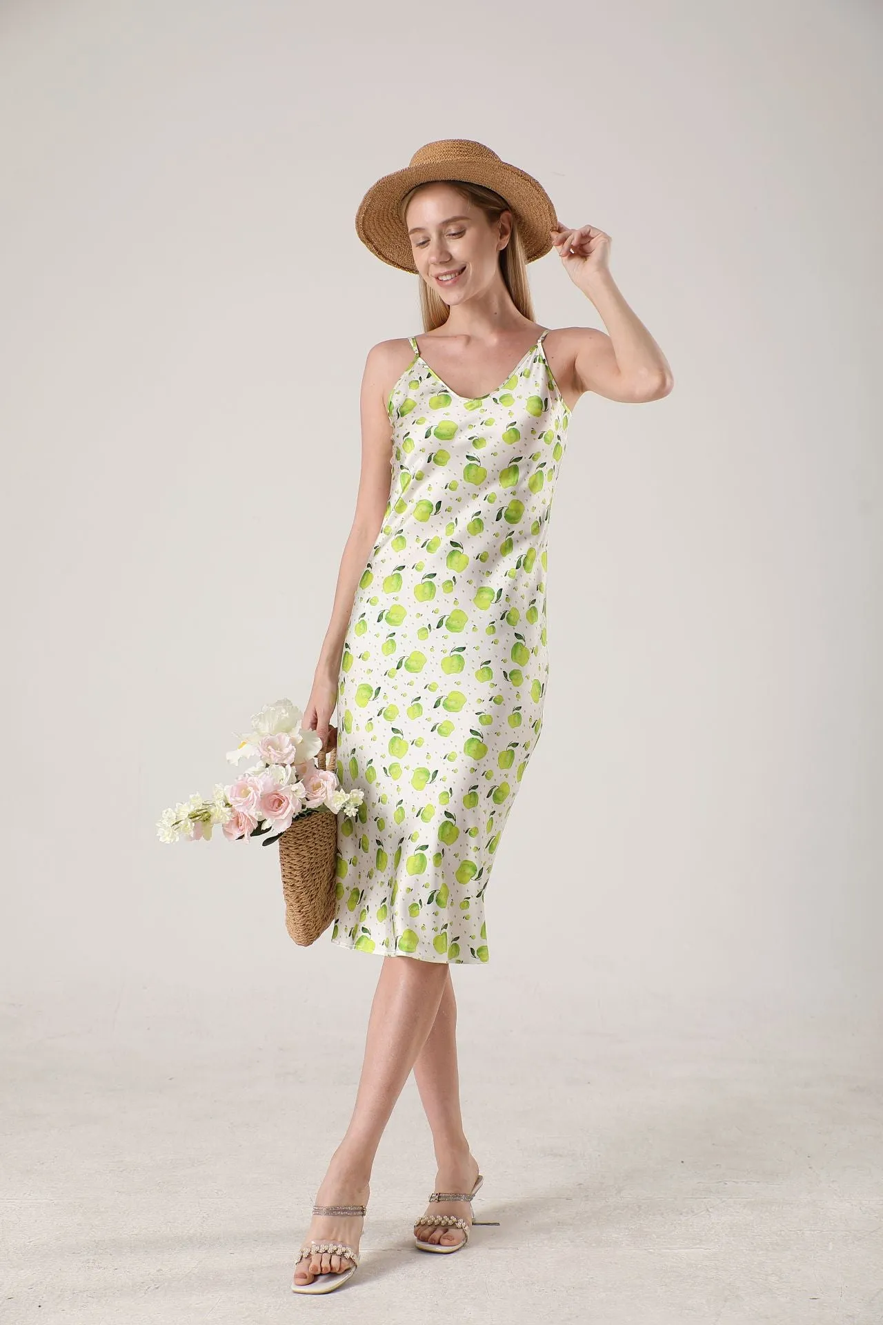 19 Momme Women's silk floral midi slip dress