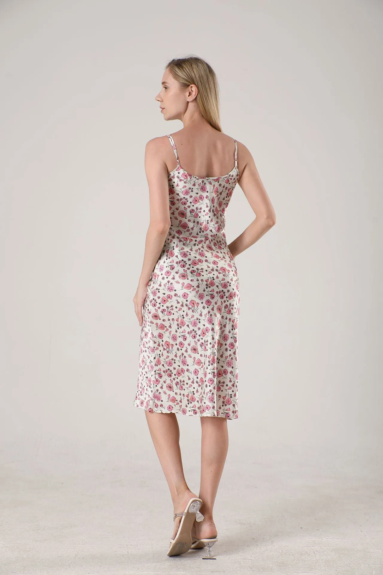 19 Momme Women's silk floral midi slip dress