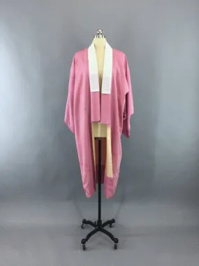 1950s Vintage Silk Kimono Robe / Mauve Pink