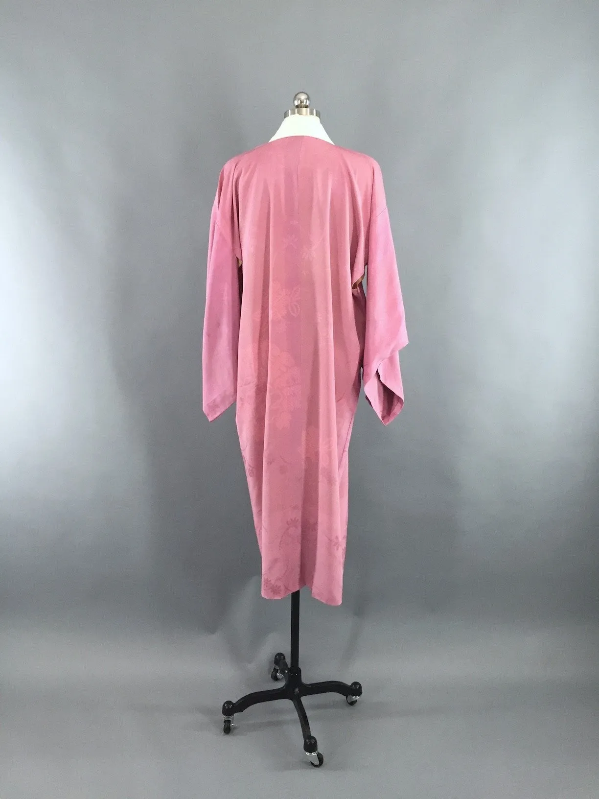 1950s Vintage Silk Kimono Robe / Mauve Pink