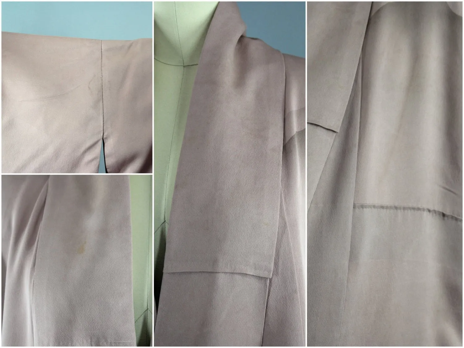 1970s Vintage Kimono Robe with Mauve Mountains Print