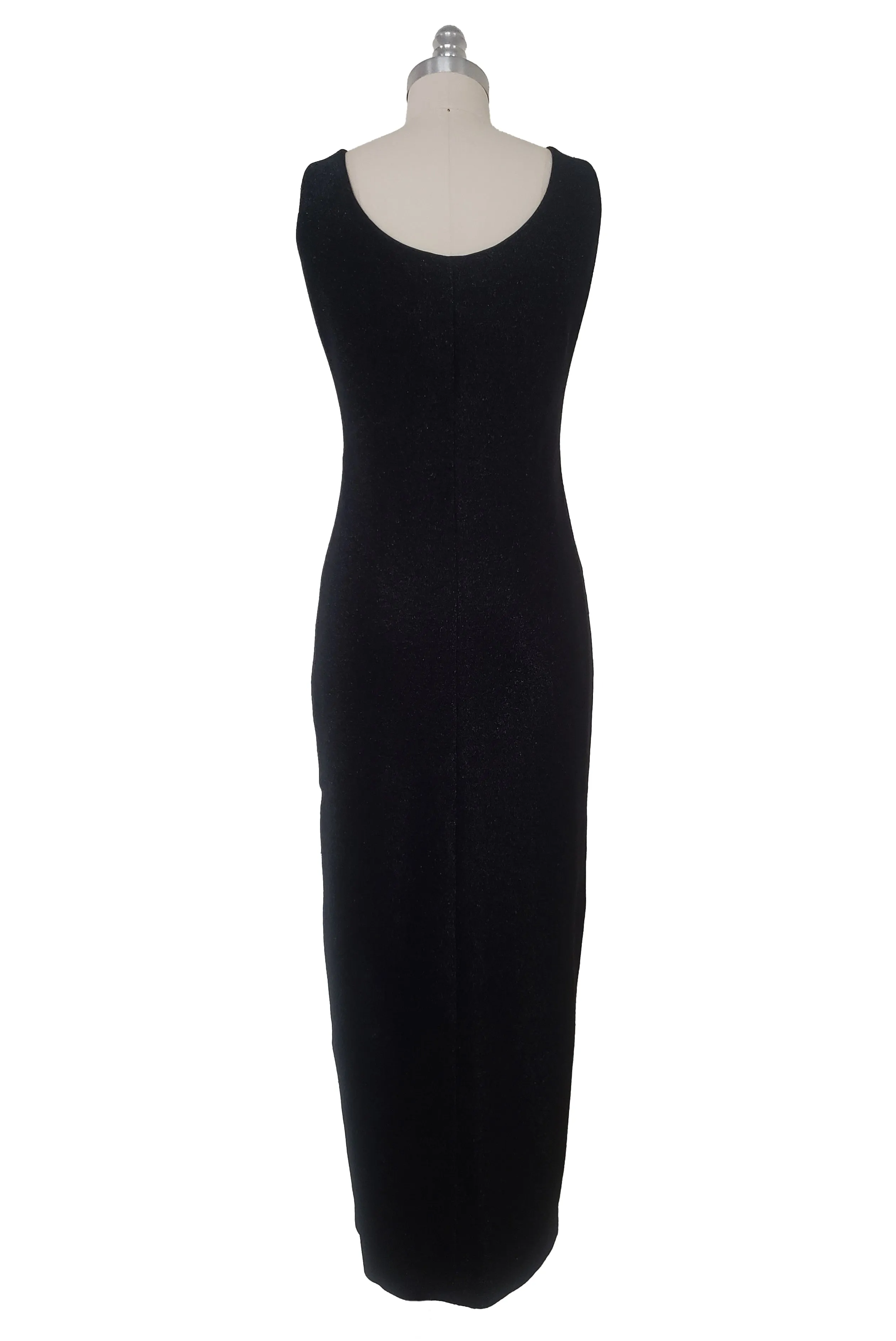 1990s Vintage Black Lurex Metallic Knit Sheath Dress by Geary Roark, Small to Medium