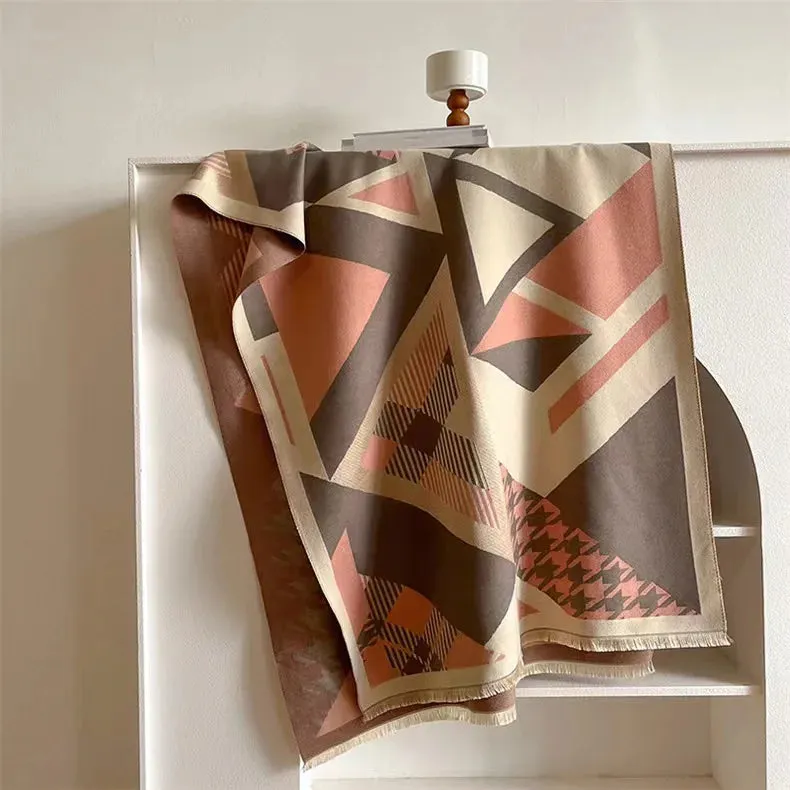 2024 Women Winter Cashmere Scarf Design Print Horse Shawl Wrap Design Print Pashmina Warm Scarves Thick Blanket Female Echarpe