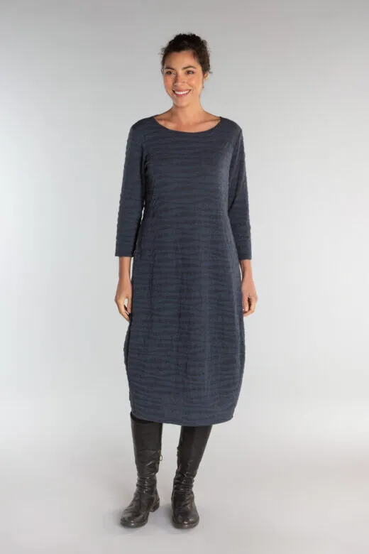3/4 Sleeve Textured Dress Blue Moon