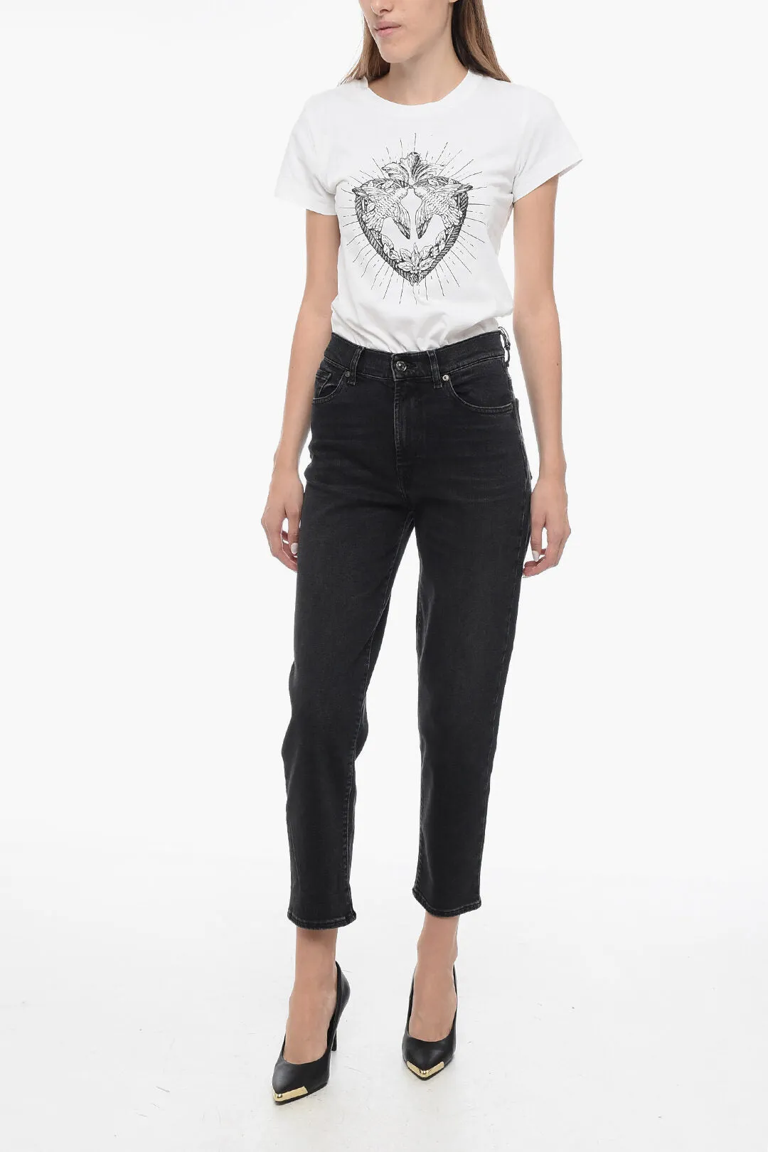 7 For All Mankind LUXE VINTAGE Stretch Denim MALIA Jeans with Silver-Tone Butt