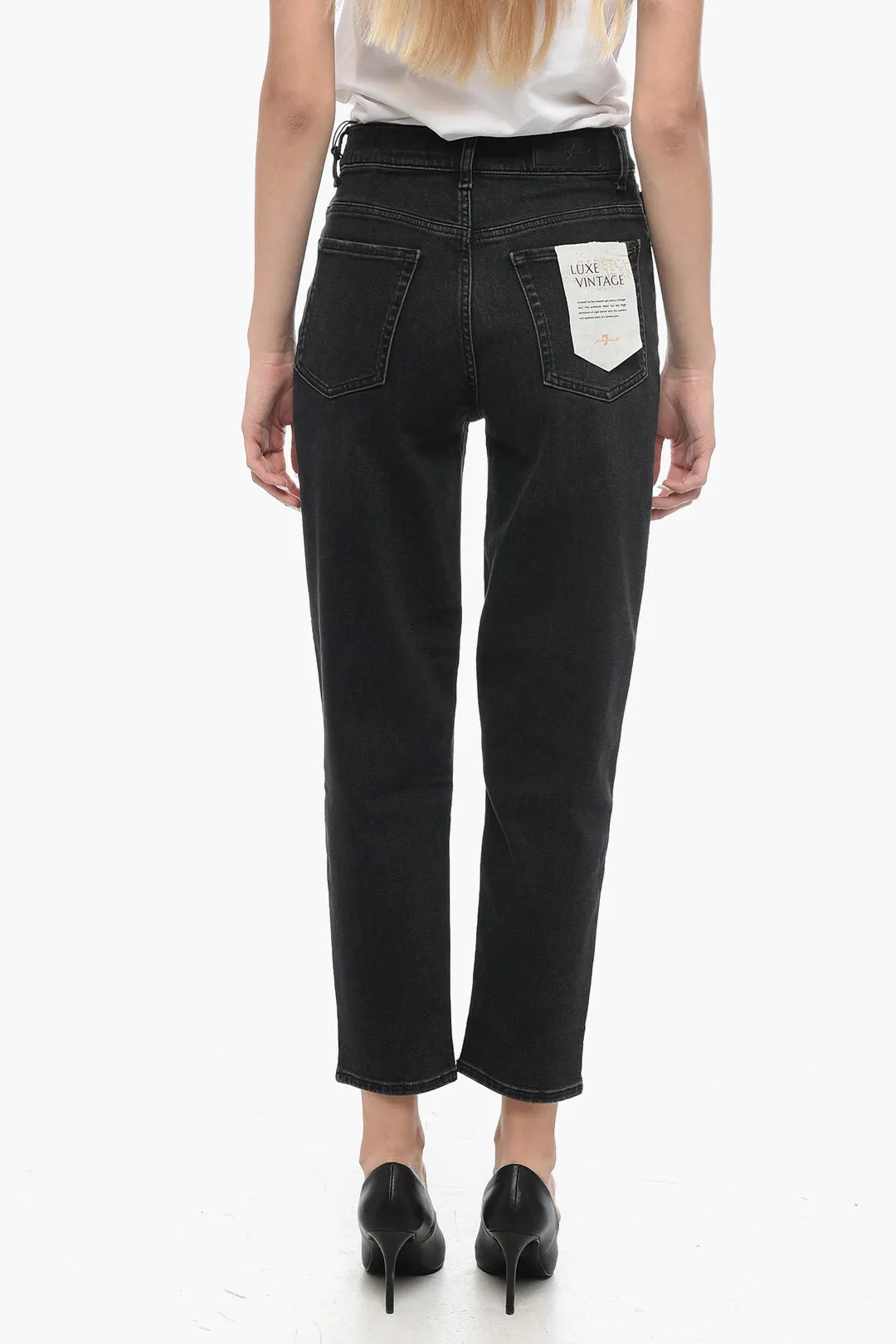 7 For All Mankind LUXE VINTAGE Stretch Denim MALIA Jeans with Silver-Tone Butt