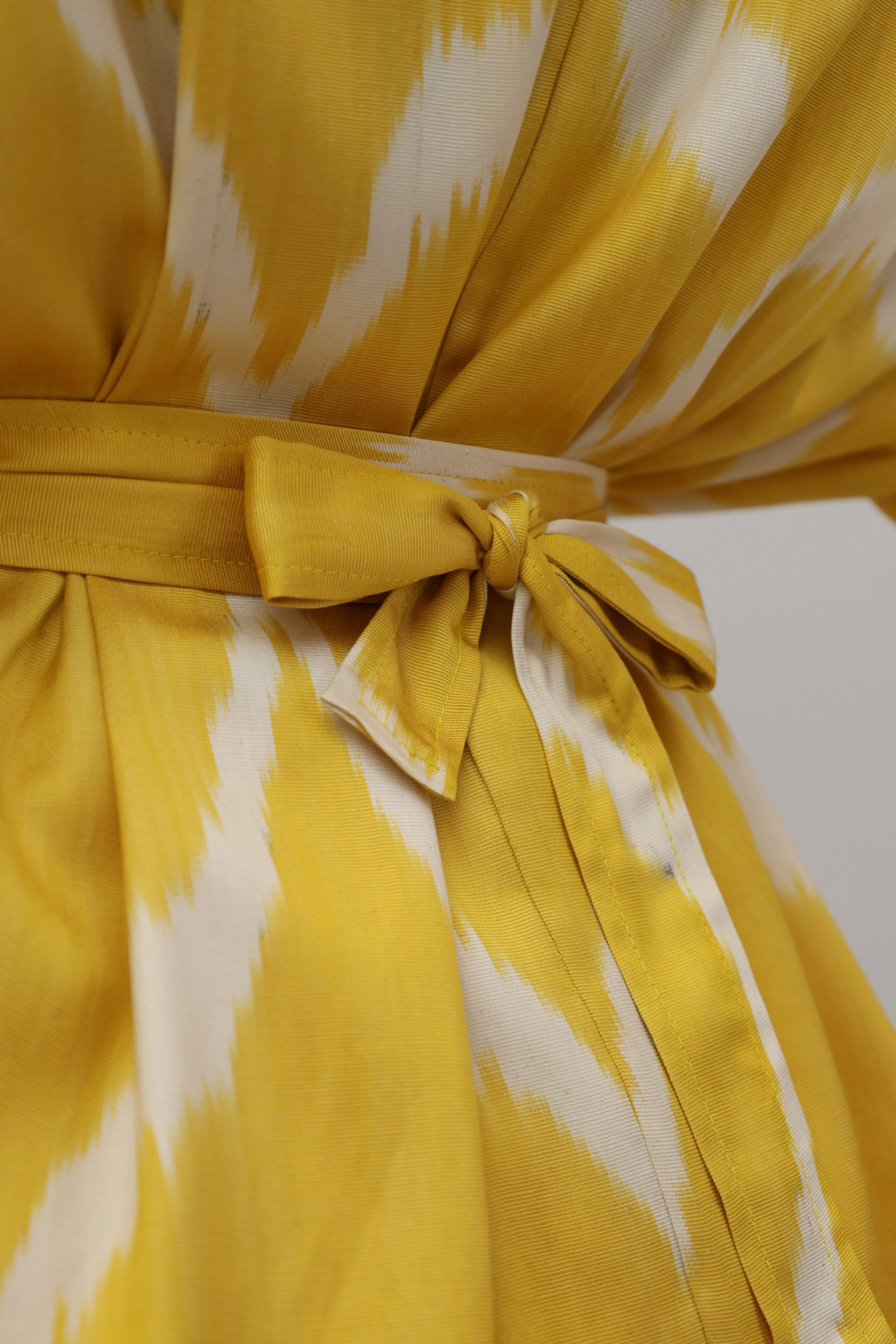 85 % Silk Yellow Mini Kimono With Feathers