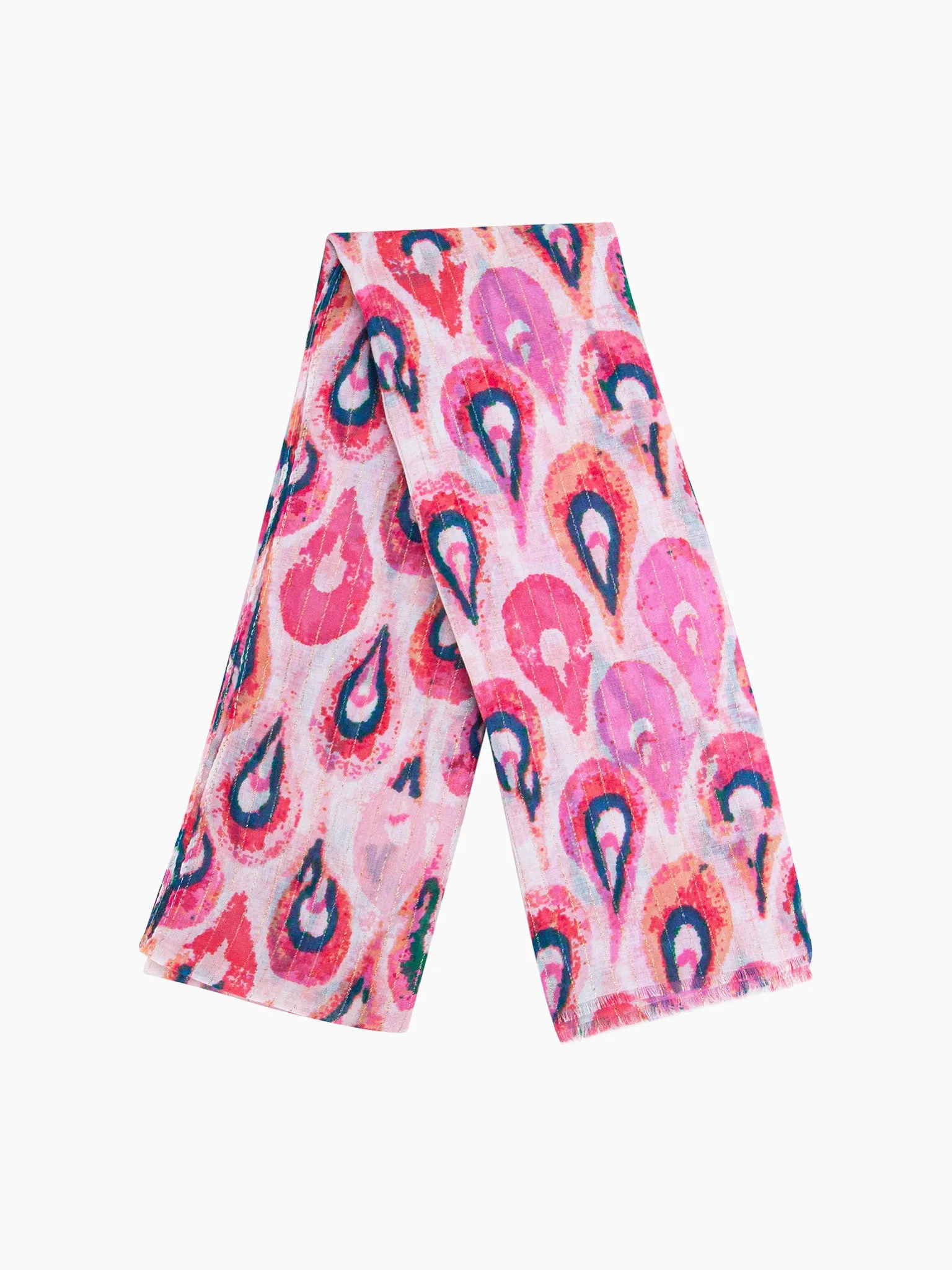 Adler Lightweight Scarf - Pink/Gold, Teardrop