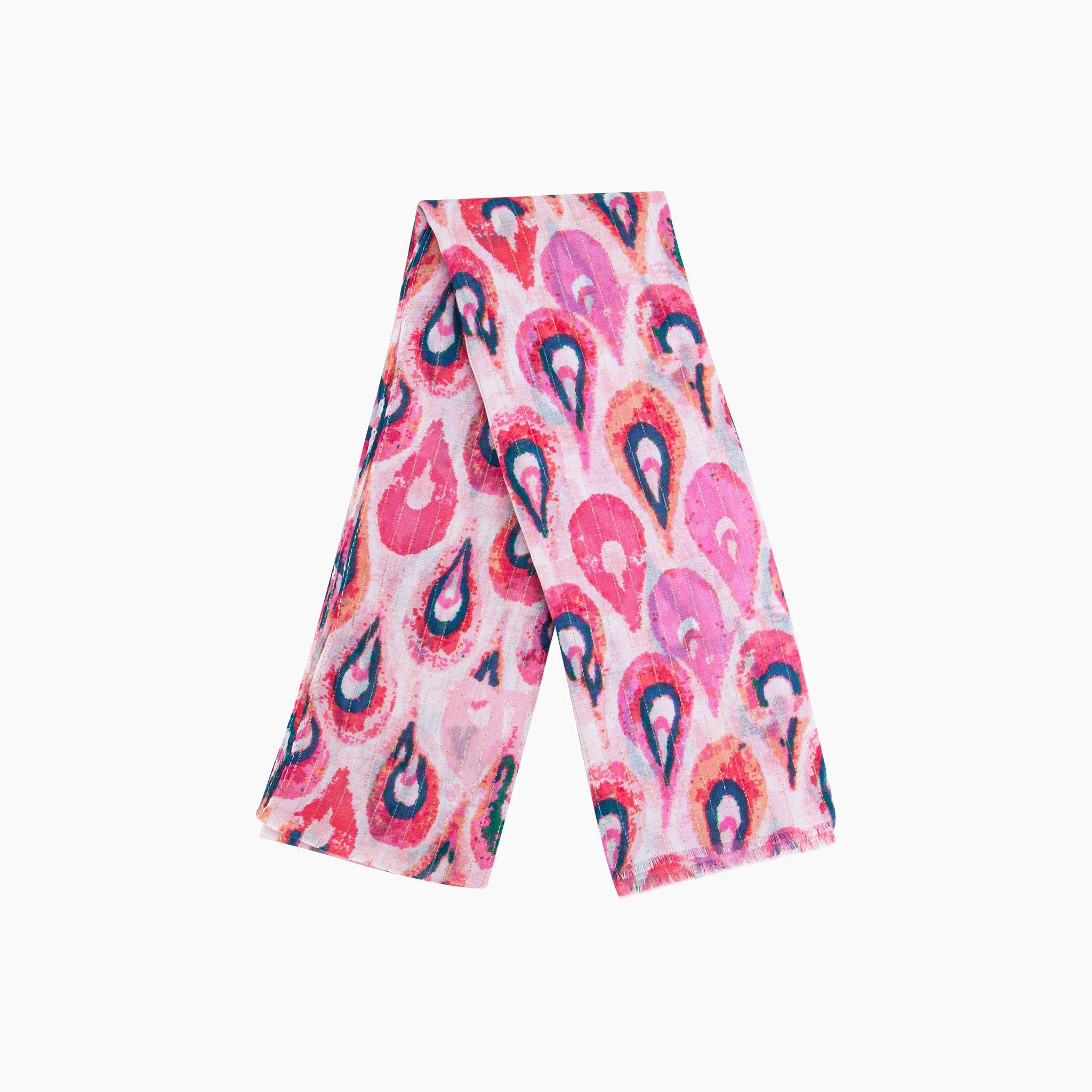 Adler Lightweight Scarf - Pink/Gold, Teardrop