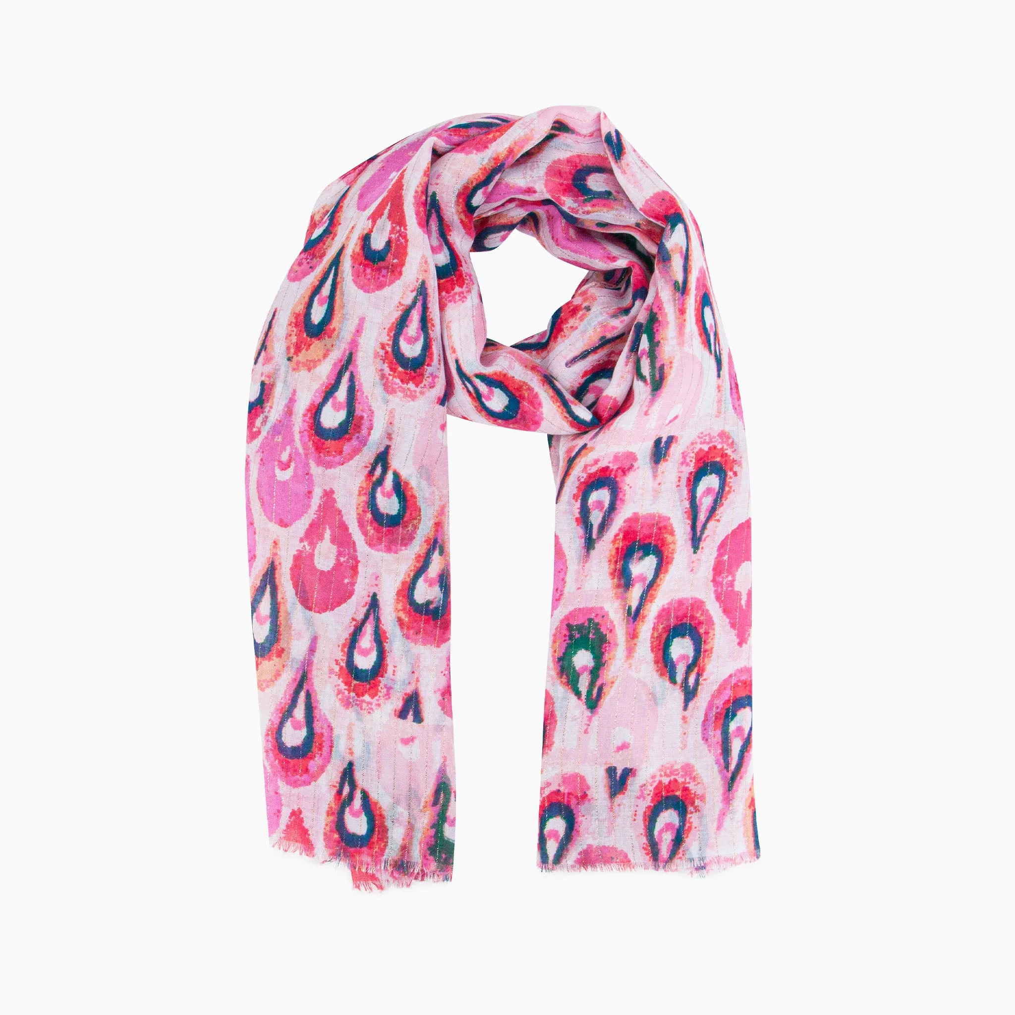 Adler Lightweight Scarf - Pink/Gold, Teardrop