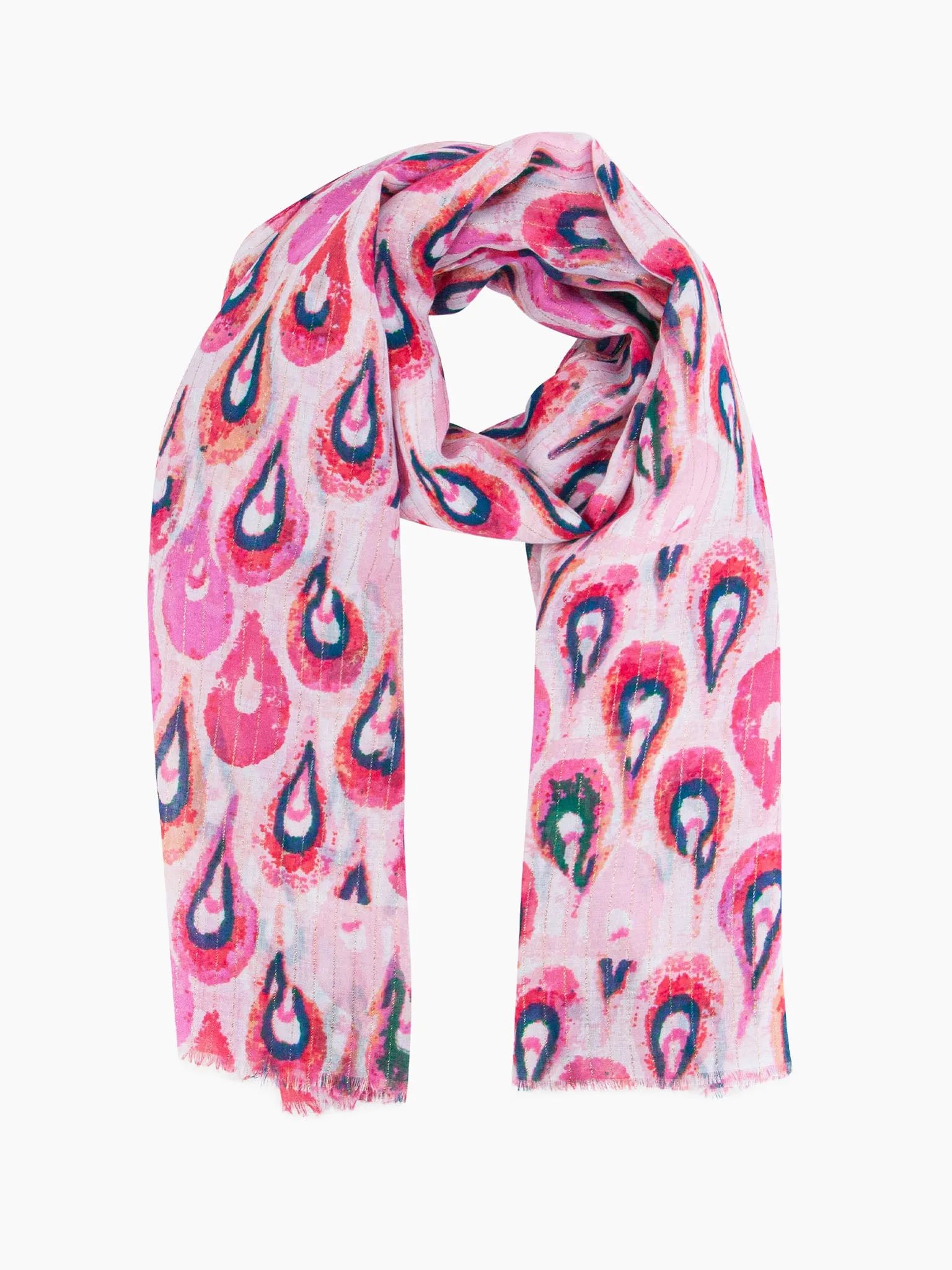Adler Lightweight Scarf - Pink/Gold, Teardrop