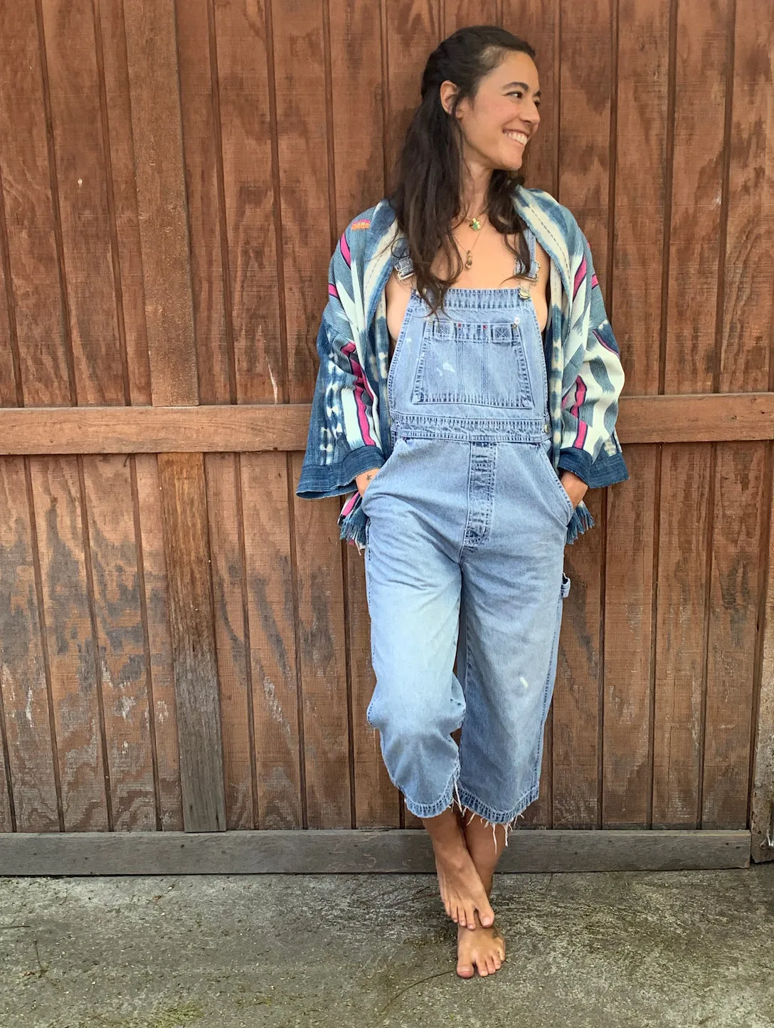 African indigo short kimono