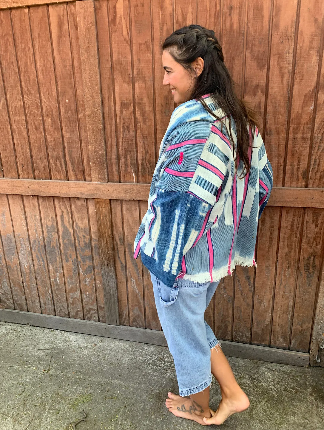 African indigo short kimono