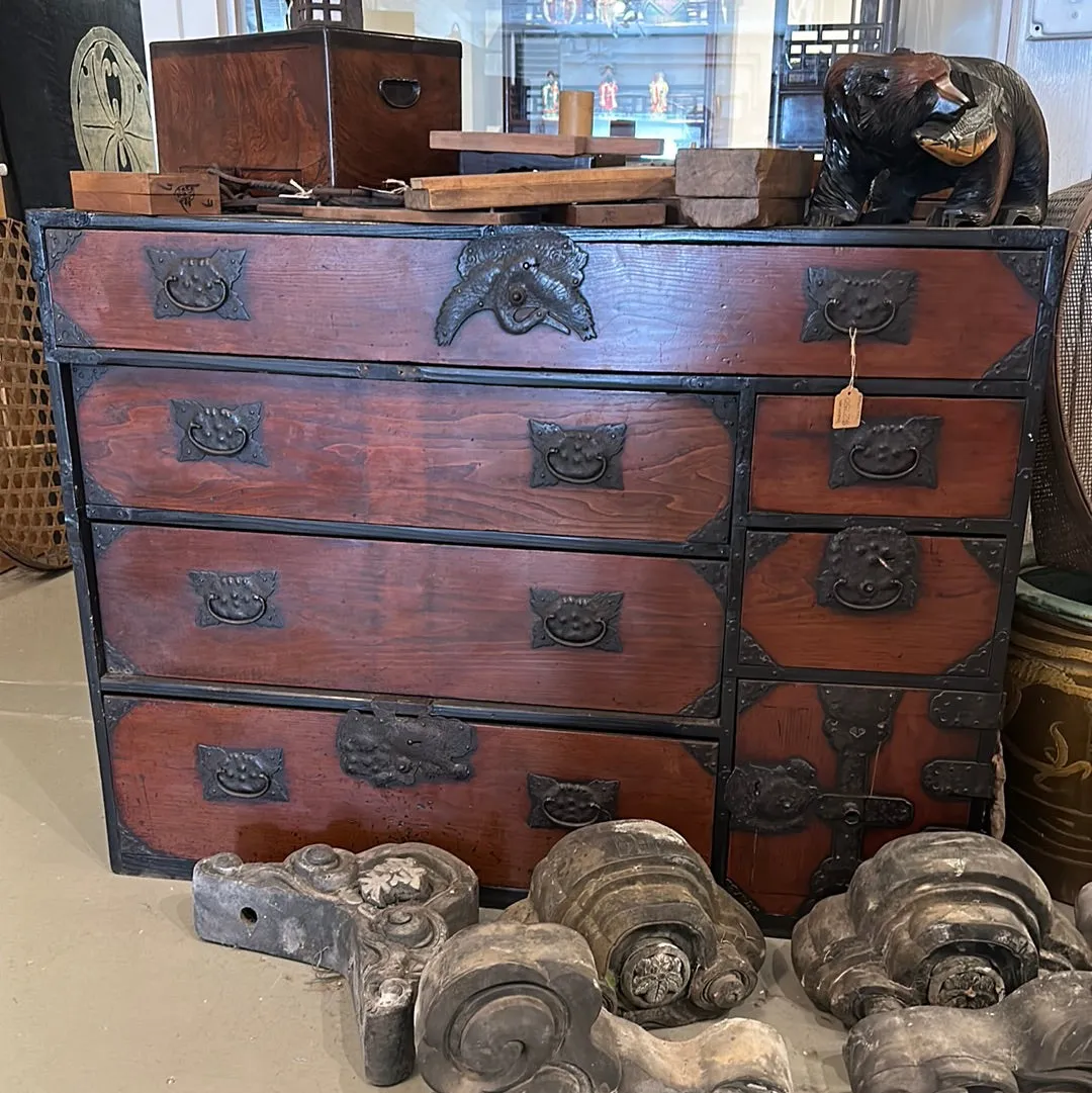 Antique Japanese Meiji Era c1870’s  Clothing Tansu Chest Sugi Wood 46"