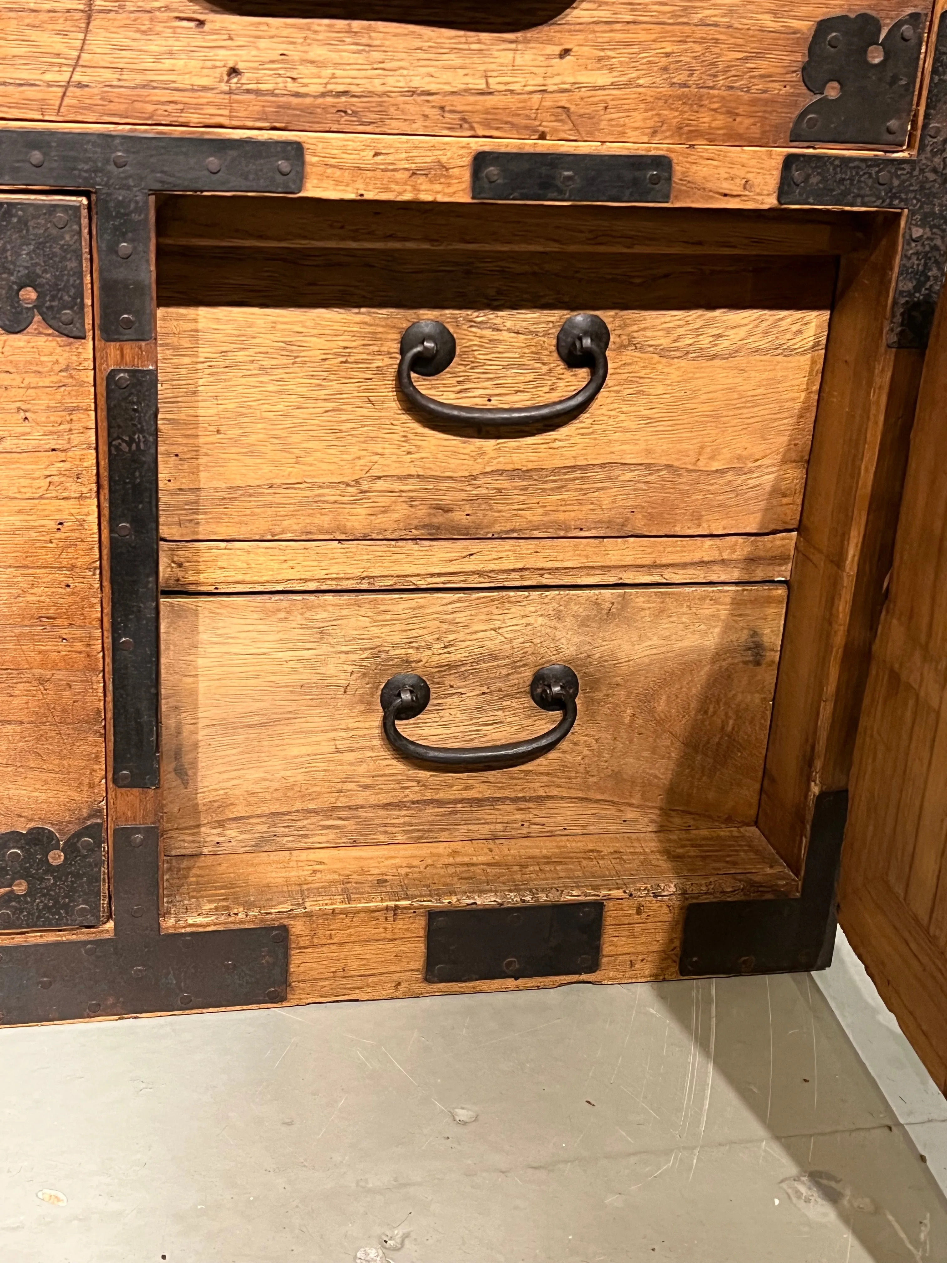 Antique Japanese Meiji Era c1880 Kasane Clothing Tansu Chest Kiri Wood 36"W