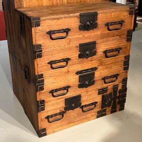 Antique Japanese Meiji Era c1880 Kasane Clothing Tansu Chest Kiri Wood 36"W