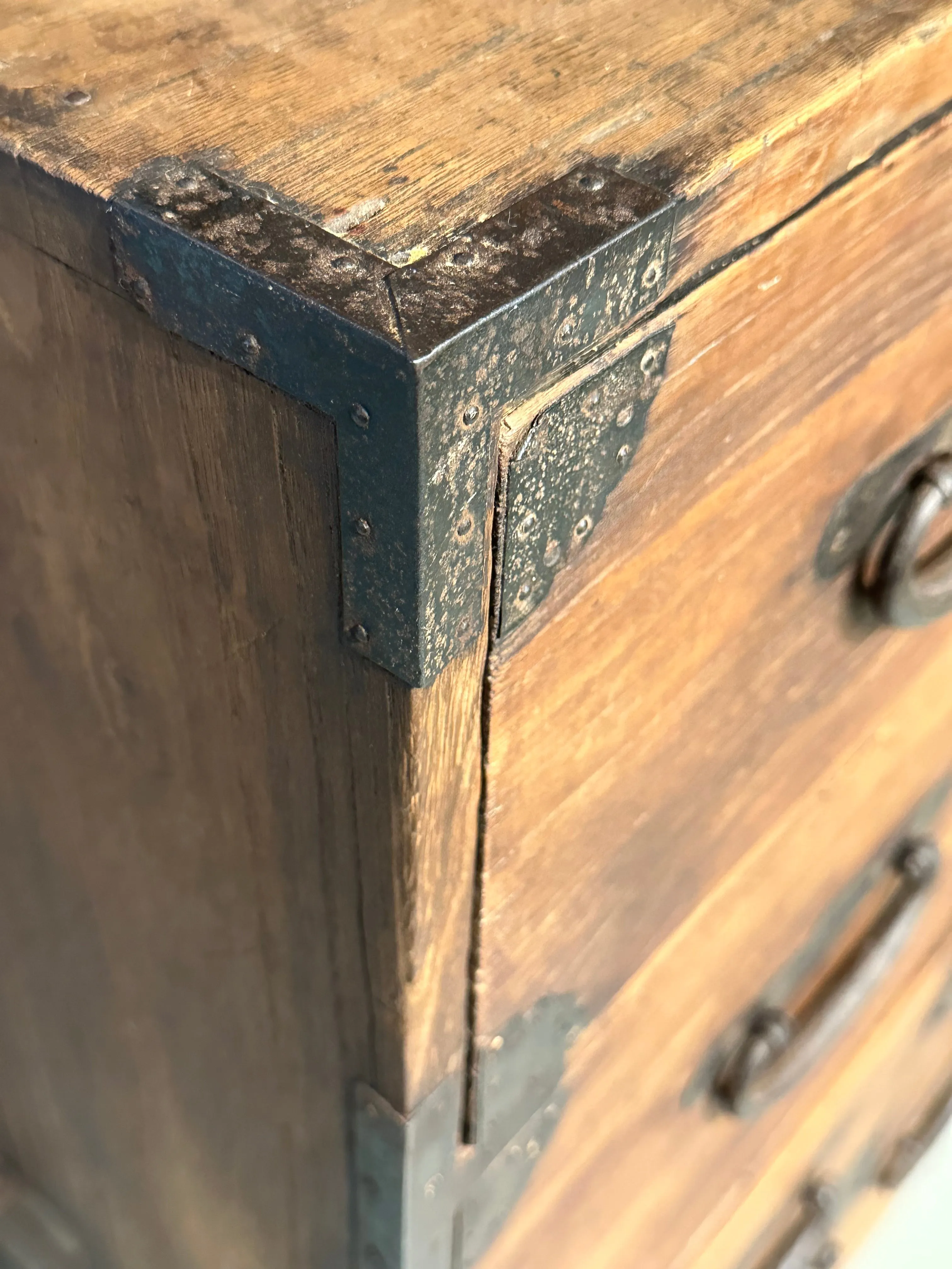 Antique Japanese Meiji Era c1890 Kasane Clothing Tansu Chest Kiri Wood 38"W