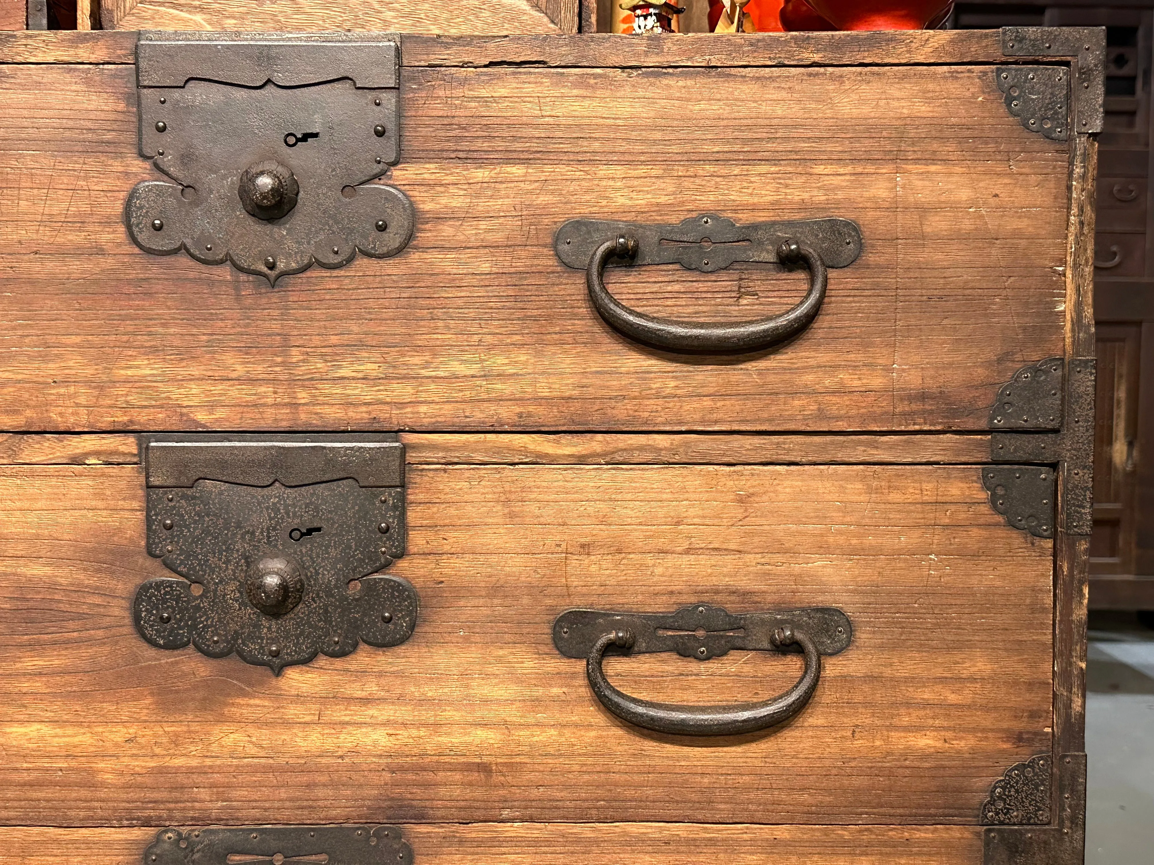 Antique Japanese Meiji Era c1890 Kasane Clothing Tansu Chest Kiri Wood 38"W