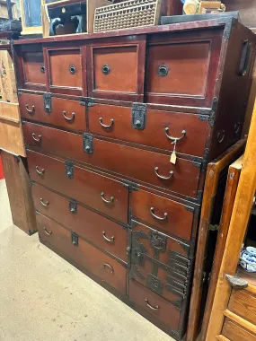 Antique Japanese Meiji Era c1890’s Clothing Tansu Chest Sugi Wood 53"W