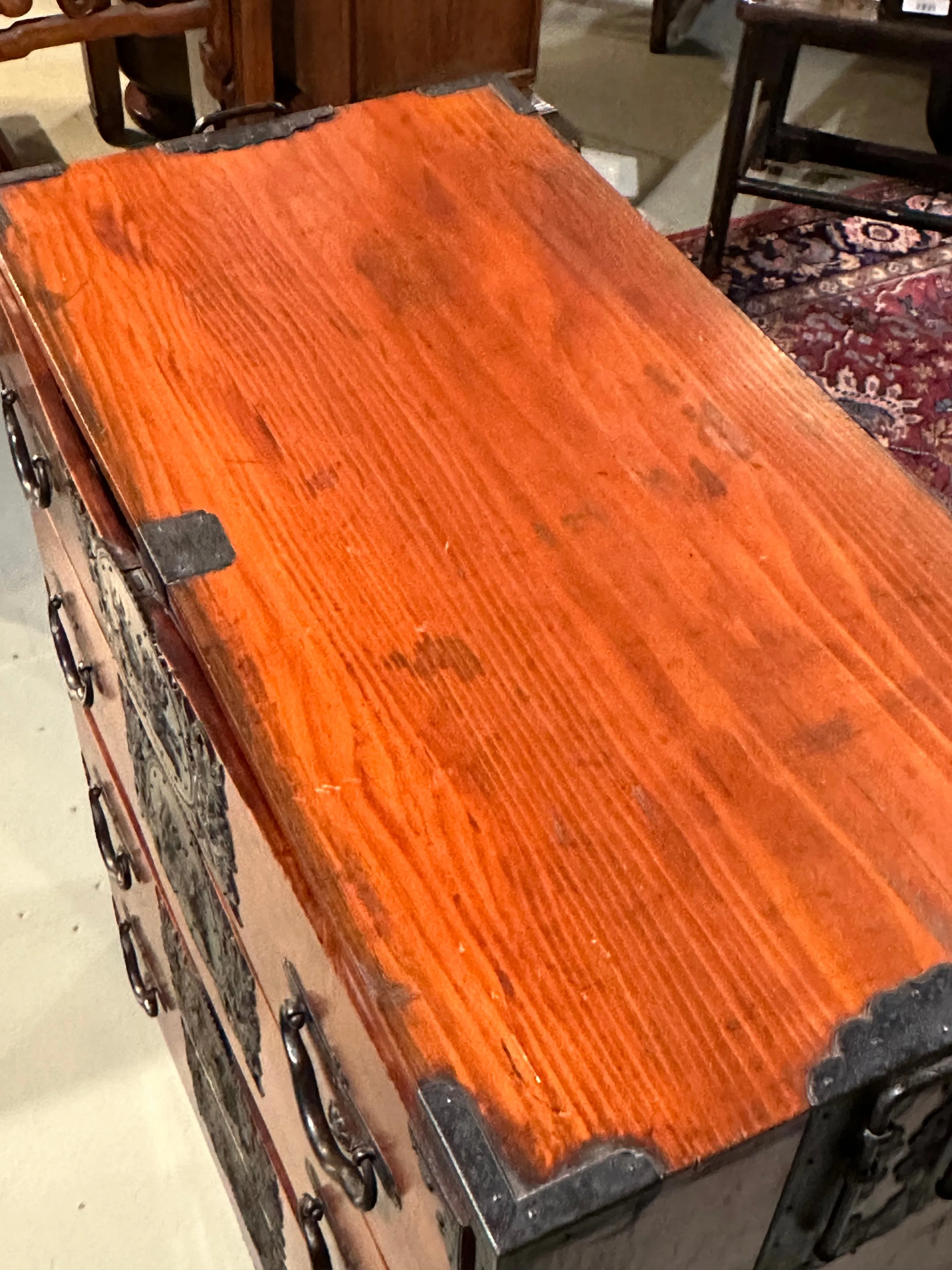Antique Japanese Meiji Era c1890's Stacking Clothing Tansu Chest 35"W