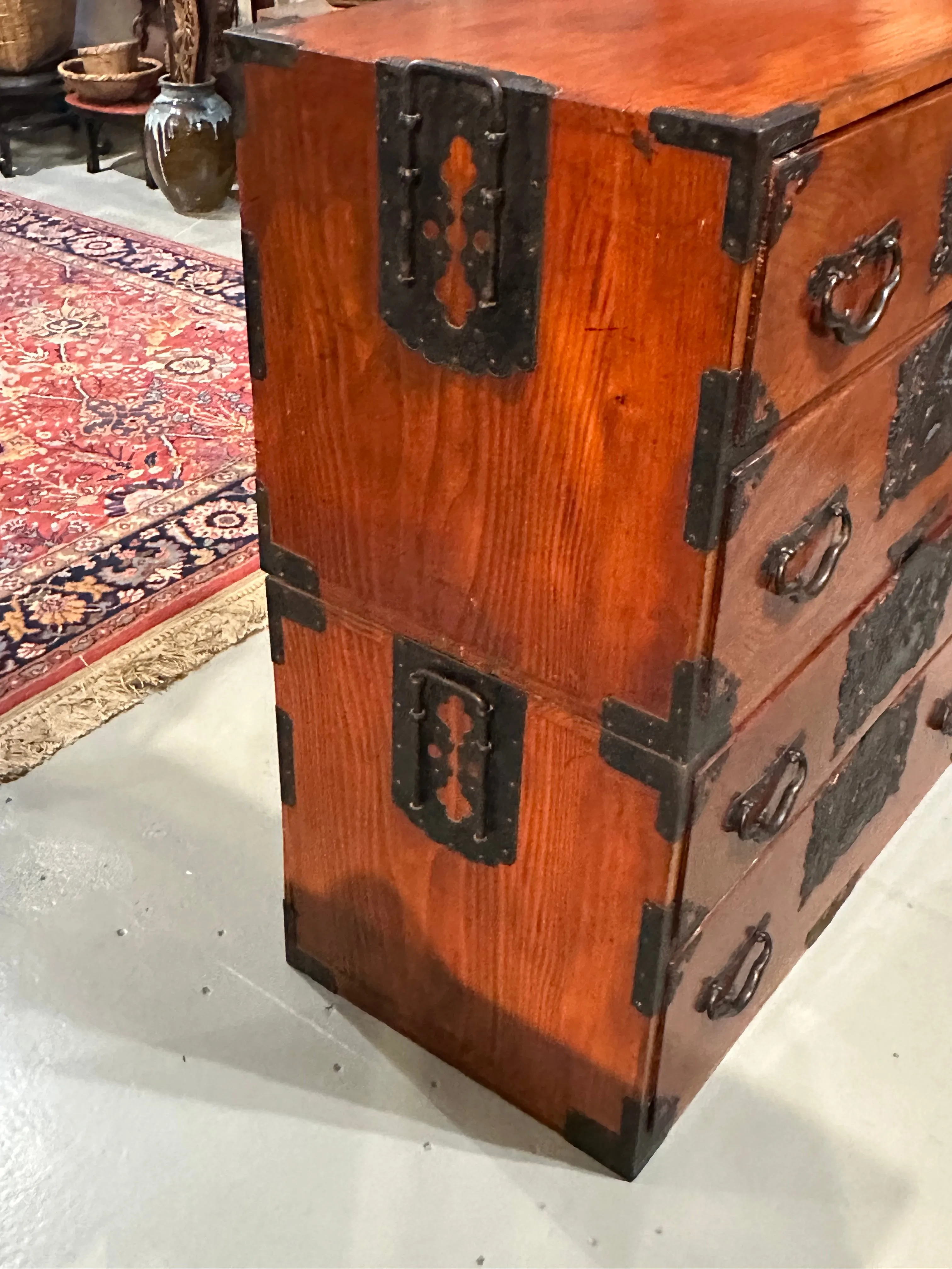 Antique Japanese Meiji Era c1890's Stacking Clothing Tansu Chest 35"W