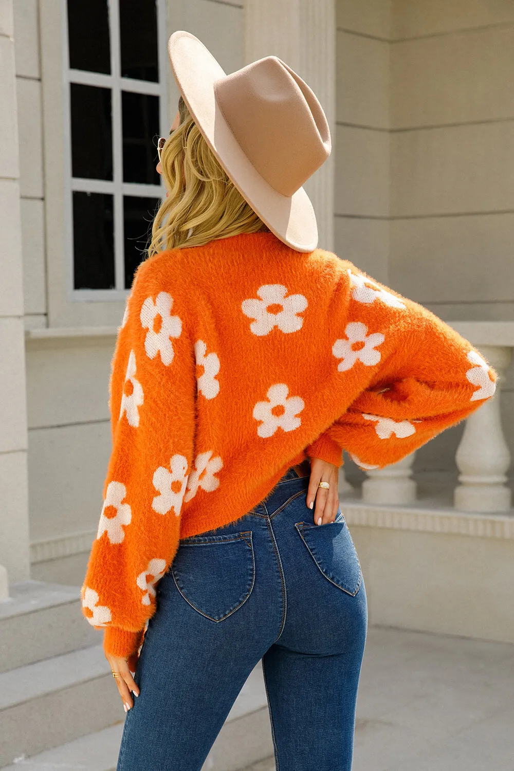 *App Exclusive* Floral Open Front Fuzzy Cardigan