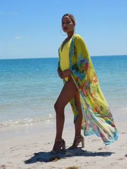Aqua floral duster