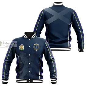 Arbuthnot Modern Tartan Baseball Jacket with Family Crest and Lion Rampant Vibes Sport Style