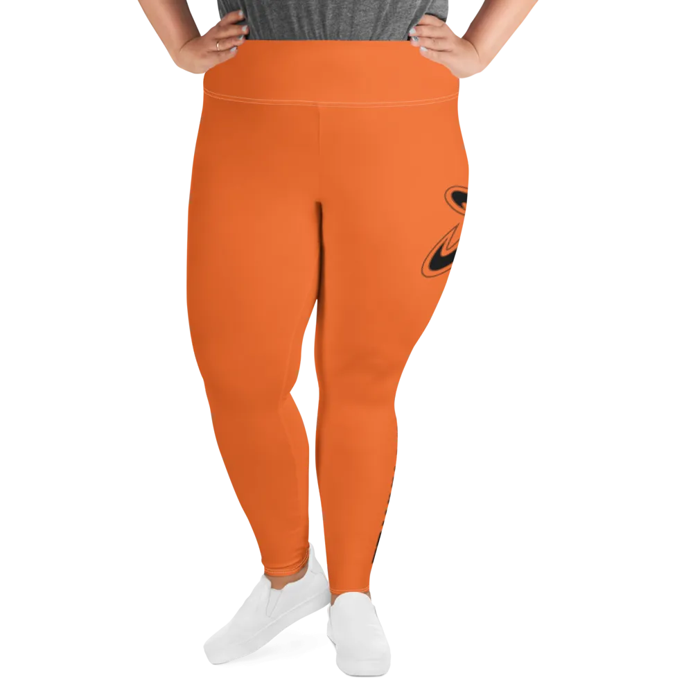 Athletic Apparatus Orange Black logo White stitch Plus Size Leggings