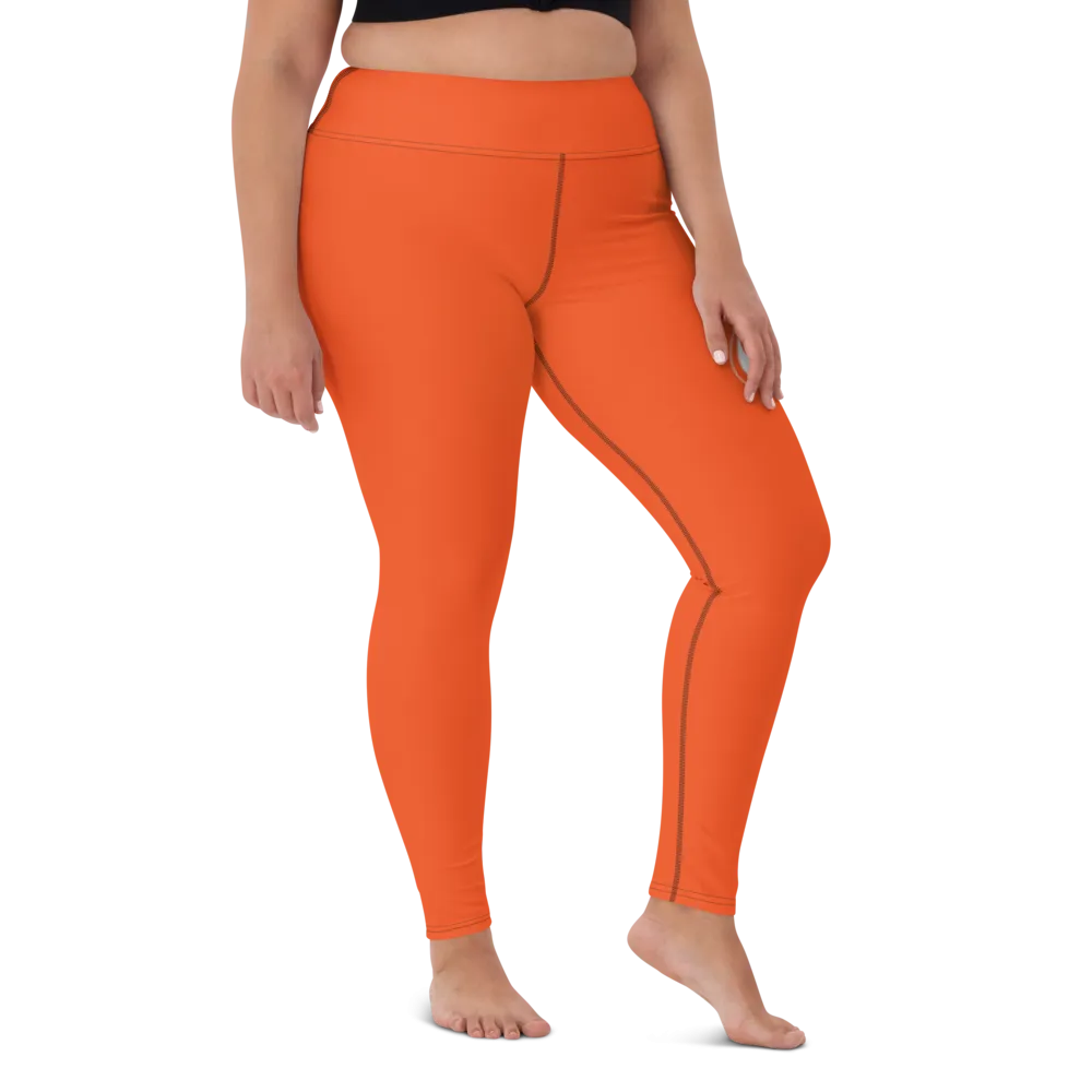 Athletic Apparatus Outrageous Orange White Logo Yoga Leggings