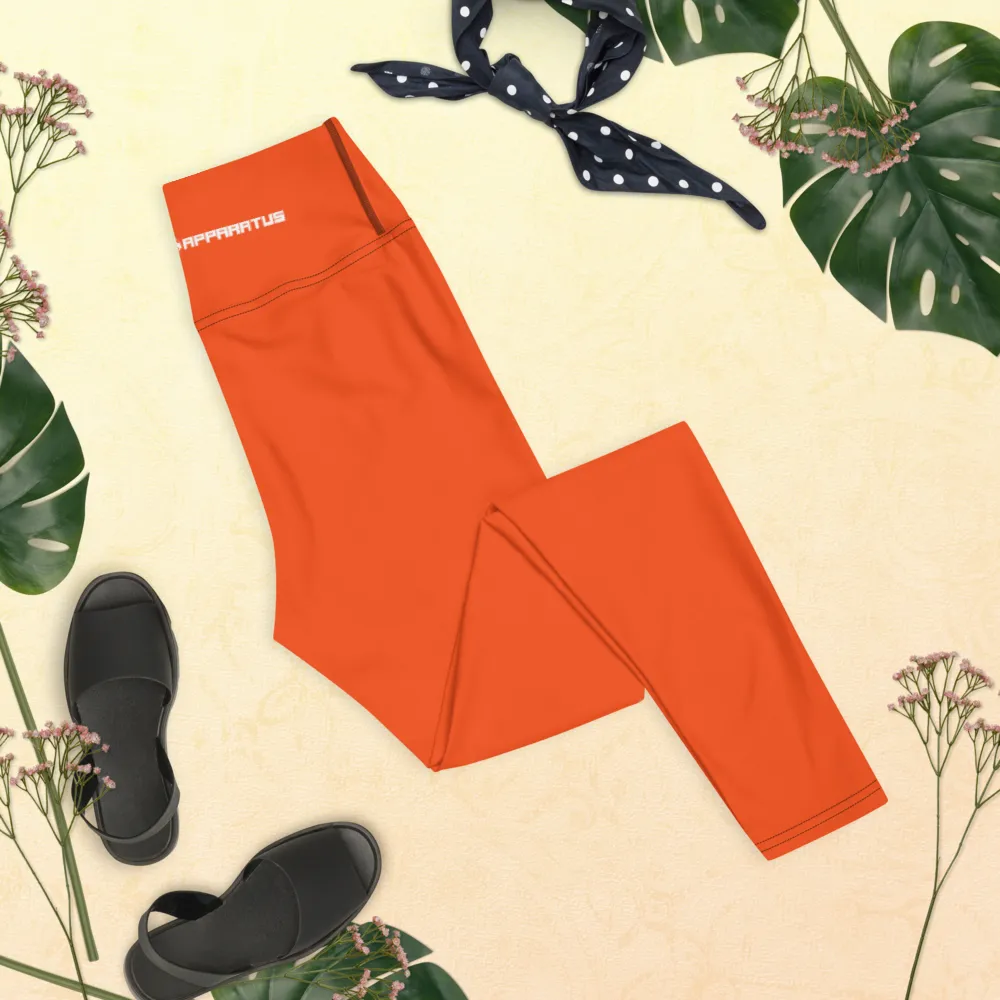 Athletic Apparatus Outrageous Orange White Logo Yoga Leggings