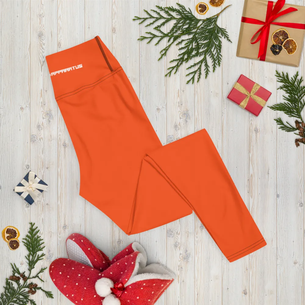 Athletic Apparatus Outrageous Orange White Logo Yoga Leggings