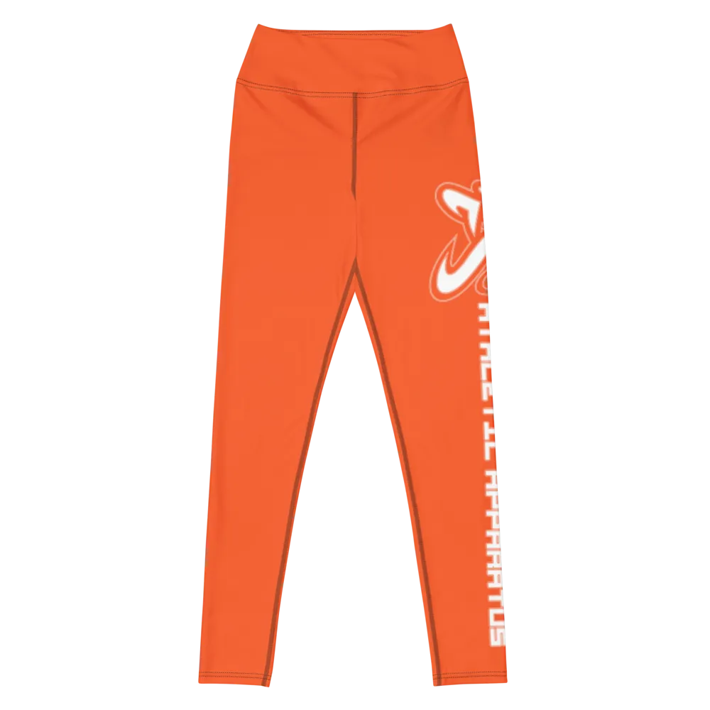Athletic Apparatus Outrageous Orange White Logo Yoga Leggings