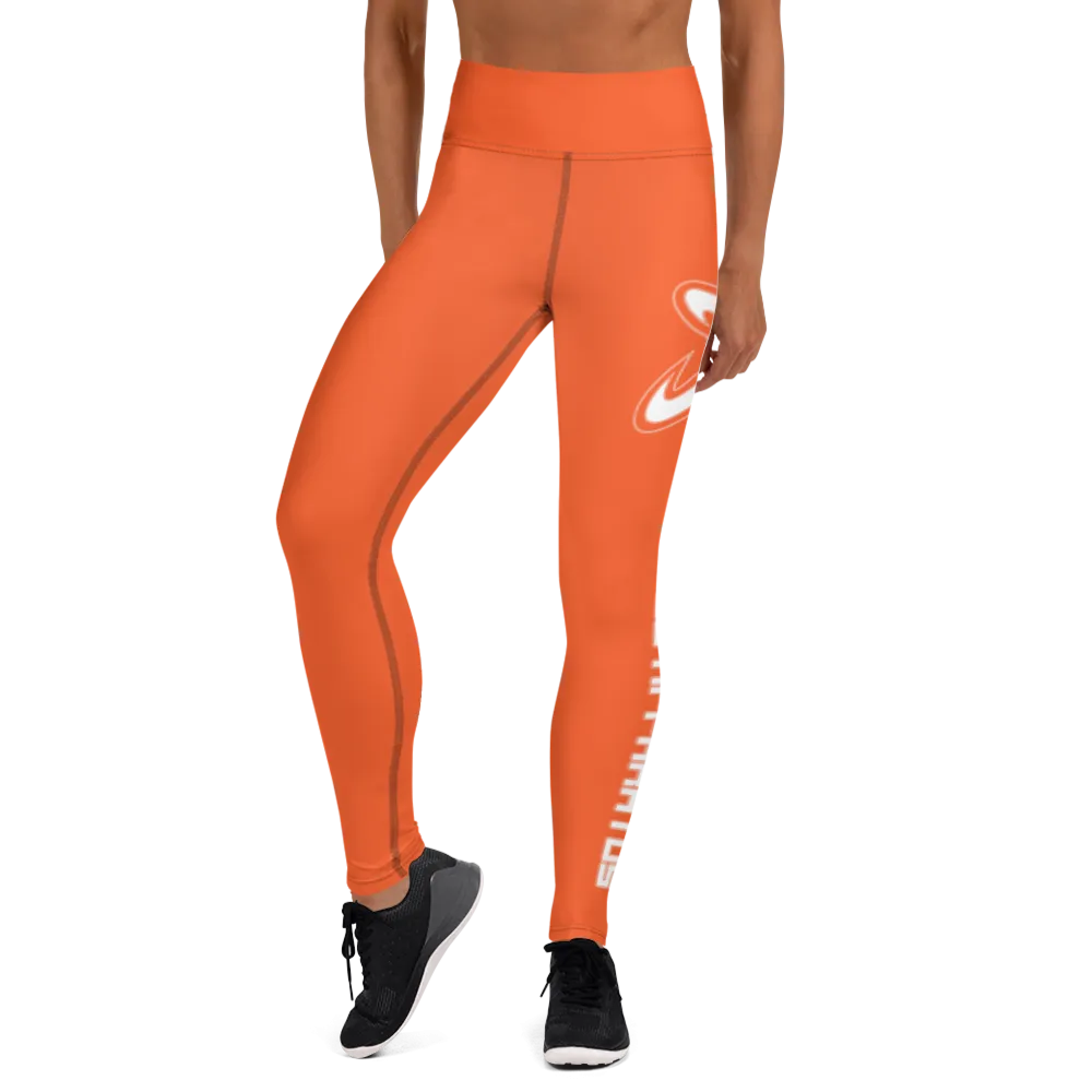 Athletic Apparatus Outrageous Orange White Logo Yoga Leggings