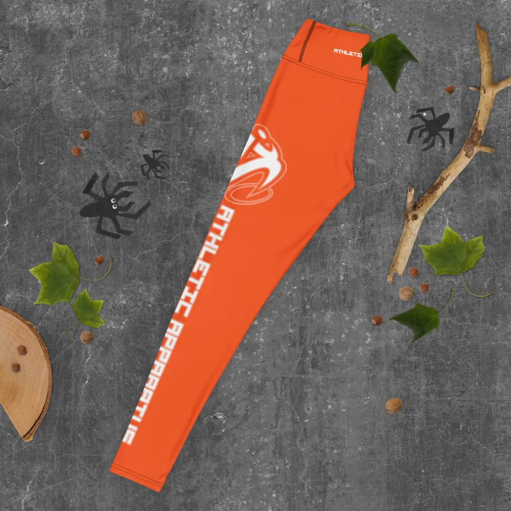 Athletic Apparatus Outrageous Orange White Logo Yoga Leggings