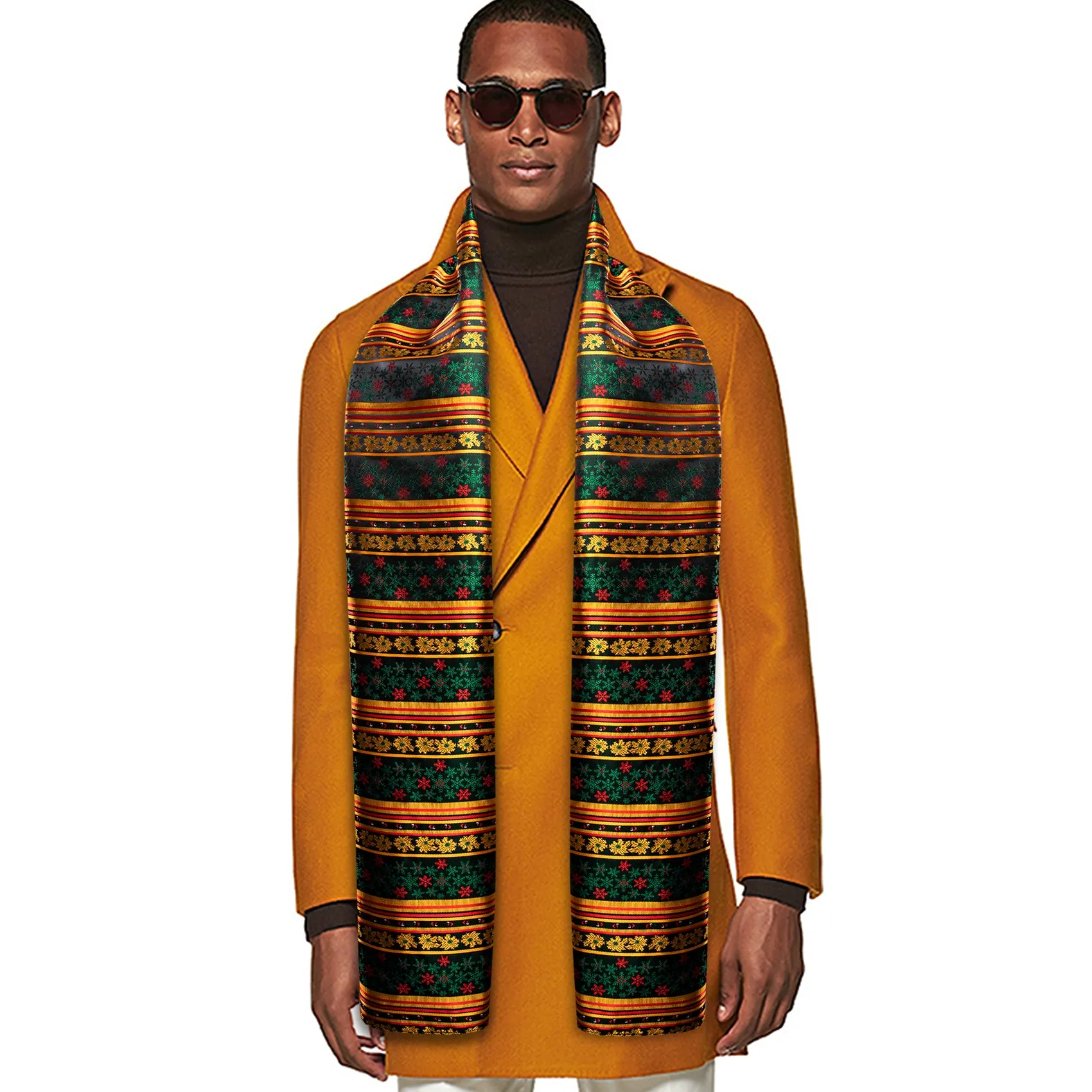 Barry Wang Green Scarf Christmas Winter Gold Green Snowflake Pattern
