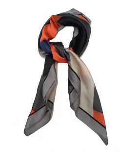 Big Square Ladies Womans Faux Silk Head Neck Thin Scarf Bag Charm - 70cm x 70cm[Orange Abstract]