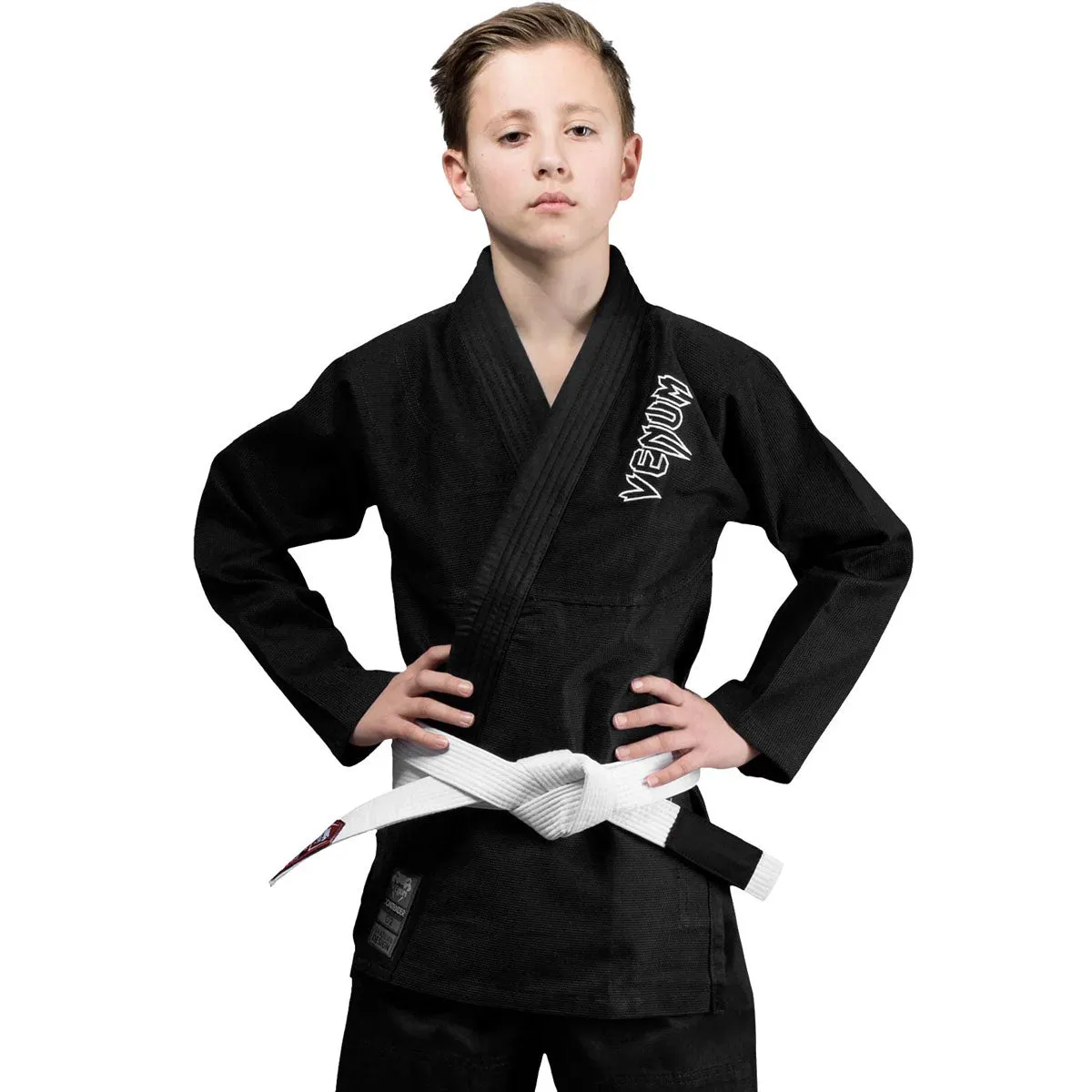 BJJ GI Venum Contender Kids Kimono Black (White Belt Included)