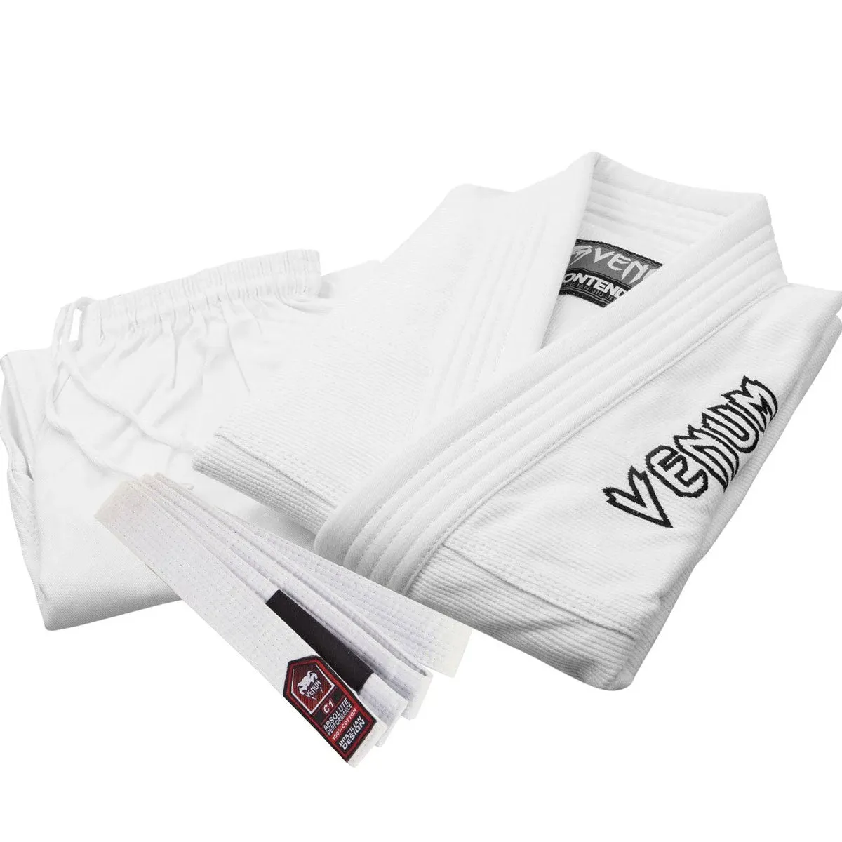 BJJ GI Venum Contender Kids Kimono White (White Belt Included)