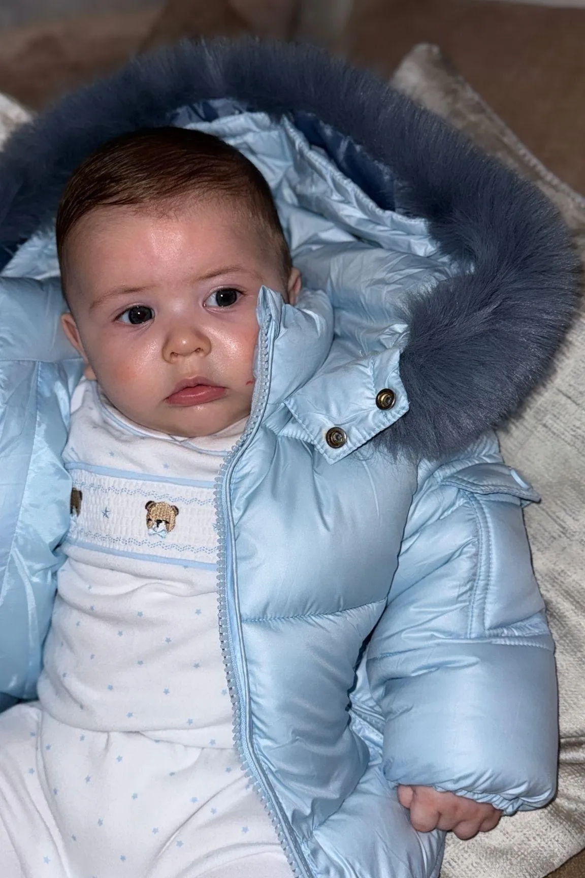 Blue Fur Hood Boys Coat