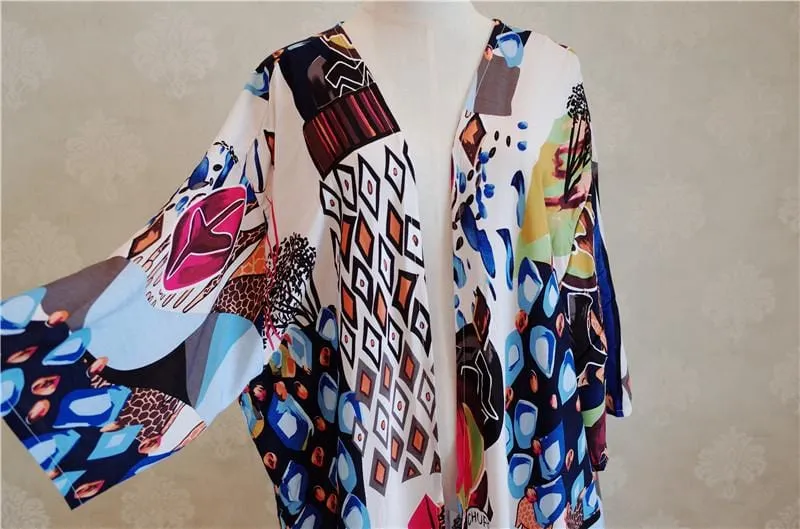 Bohemian Half-Sleeve Maxi Kimono