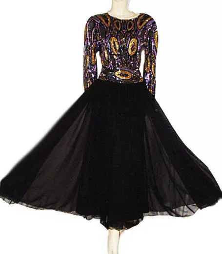 *BREATH TAKING STARLIGHT SOIREE PURPLE & GOLD BEADED & SEQUIN GRAND SWEEP EVENING GOWN - PERFECT FOR A FORMAL OCCASION & THE HOLIDAYS