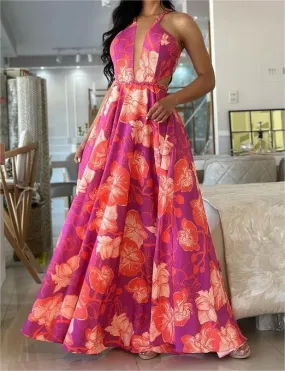 Bright Printed Sling Maxi Dress